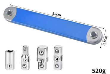 Socket Wrench Bar with 4 Adapters Set