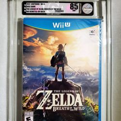 VGA 85 NM+ Zelda Breath of the Wild Nintendo Wii U 7 Controller Misprint MINT