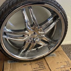 22” Chrome Rims And Tires 