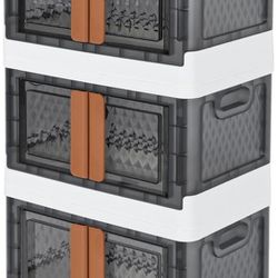 Brand New Unopened 3 Packstorage Bins With Lids ,doors,wheels