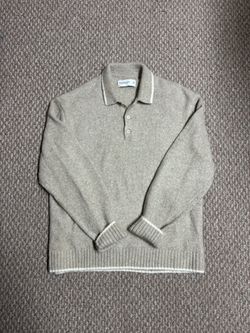 Abercrombie & Fitch Gray Men’s Knit Business Casual Button Up Crewneck Sweater 