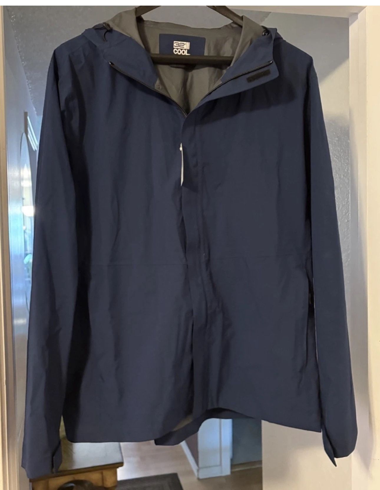 32 Degrees Cool Windbreaker unisex, X-Large Blue Full Zip Packable Lightweight