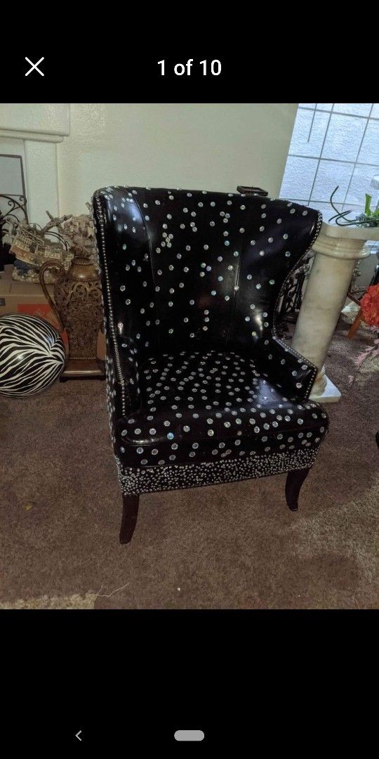 Wingback Leather Bedazzle Chair