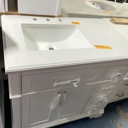 Melpark 36 in. W x 22 in. D Bath Vanity in White with Cultured Marble Vanity Top in White with White Sink