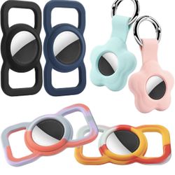 Silicone Airtag Holder with AirTags Case Keychain 6 Pack, Air Tag Holder Airtag Key Ring Cases Protective Cover Airtag Pet Loop Holder for Luggage Dog