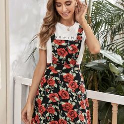 Floral Overall Dress Small  $10 