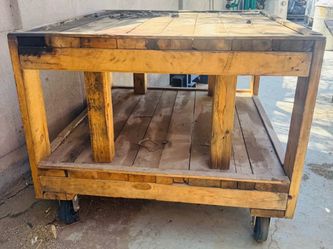 Solid Wood Rolling Work Table large