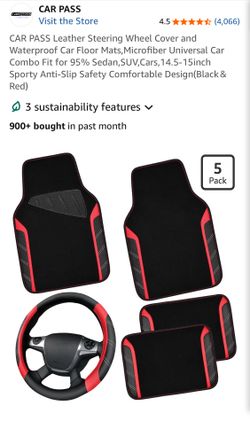 Brand New CAR PASS Leather Steering Wheel Cover and Waterproof Car Floor Mats