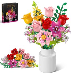 Flower Bouquet Building Blocks Set – 765Pcs DIY Floral Arrangement Toy for Home Office Decor, Birthday Anniversary for Women Girls Kids, Flowers Model