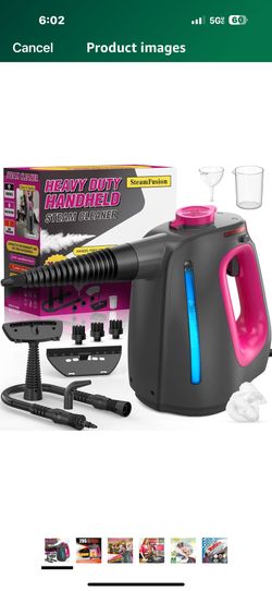 Heavy Duty Handheld Steam Cleaner for Cleaning with Lockable Steam Button&11pcs Accessories, Unlimited Water Addition for Continuous Steaming, Multi-P