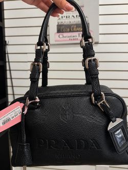 Prada Bauletto Vitello Black Leather Handbag
