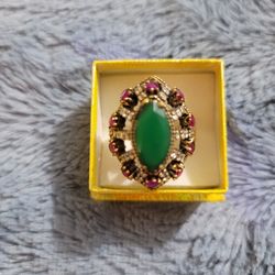 Emerald Ring With Ruby Accents