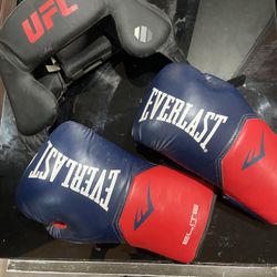 Everlast Brand New Boxing Gloves And Ufc Sparring Headgear