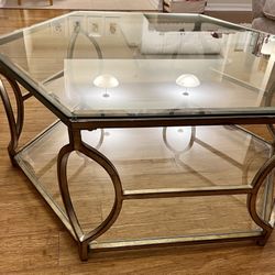 Z Gallerie Hexagonal Glass Coffee Table