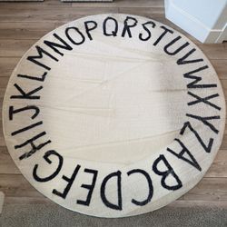 ABC Alphabet Nursery Kids Room Round Rug