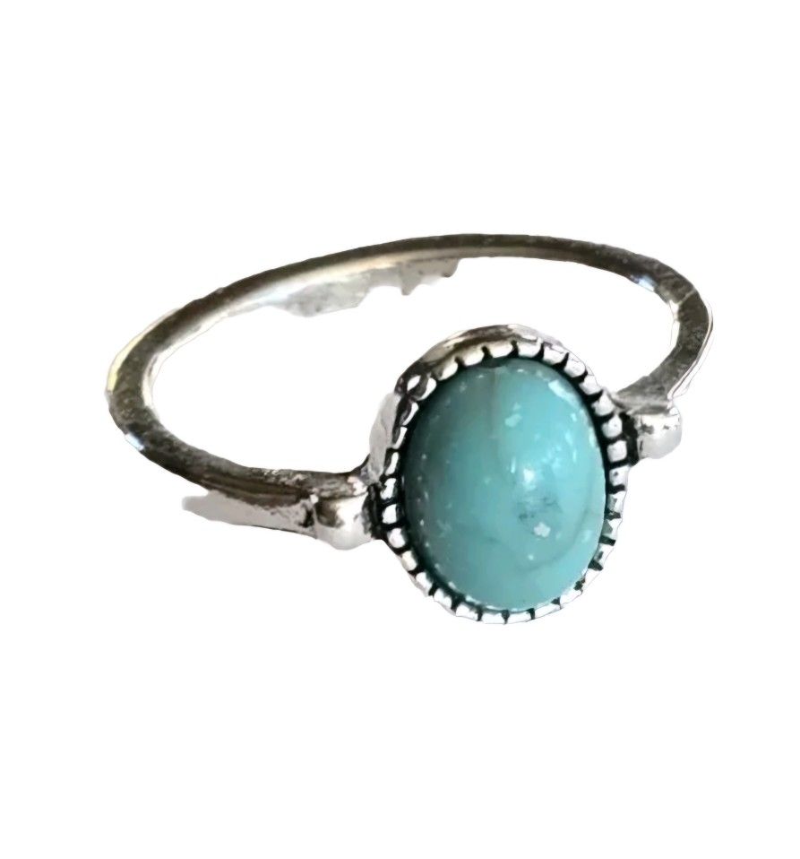 TURQUOISE TRENDSETTER TITANIUM FOREVER WEAR SILVER NEW SIZE 5 RING