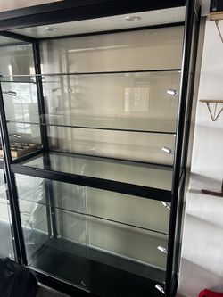 5 Tier Adjustable Glass Shelving Unit With Led And Spot Lights