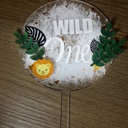 Handmade Acrylic Cake Topper- Wild One Theme