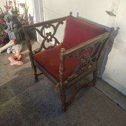 Mediterranean Spanish Revival Chair With Rush Red Velez Seat  