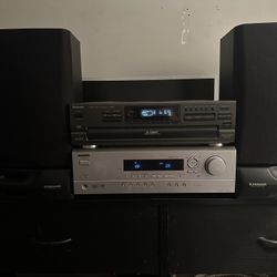 Onkyo Av receiver htr320 , and technics compact disc charger sl-pd867. Pioneer s-j25d speakers 