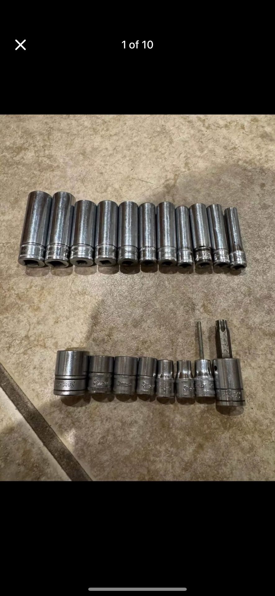 Snap-on Tools USA 19 pc 1/4" 3/8” Drive 6pt Deep Chrome Socket Lot