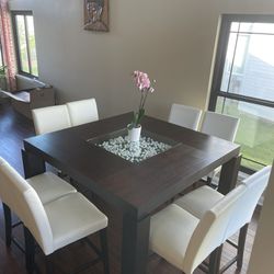 Contemporary High Dining Table With 8 Chairs 