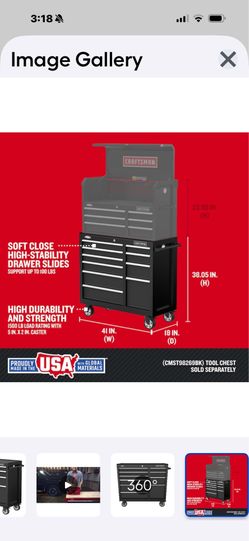 Craftsman 2000 series 41.28-in W x38.05-in H 10-Drawers 41-in W x 24.74-in H x 16.32-in D 6-Drawer Steel Tool chest (Black)
