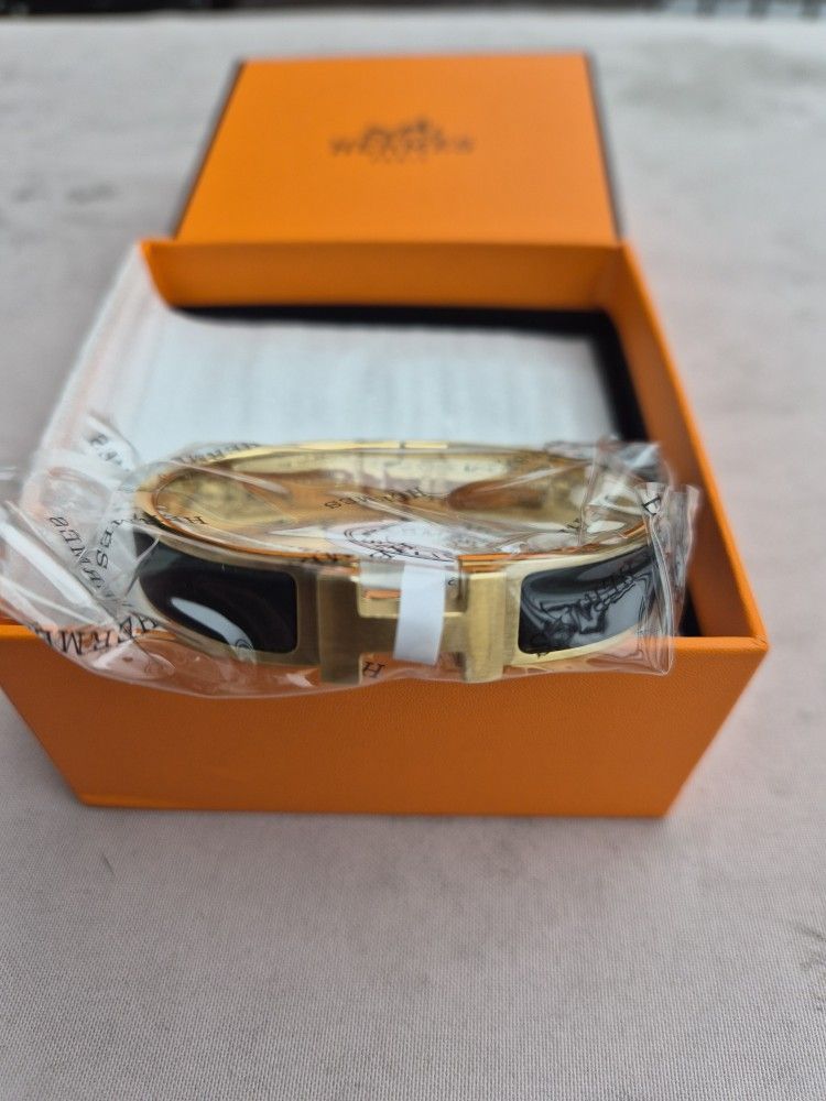 Hermes Bracelet Black And Gold 