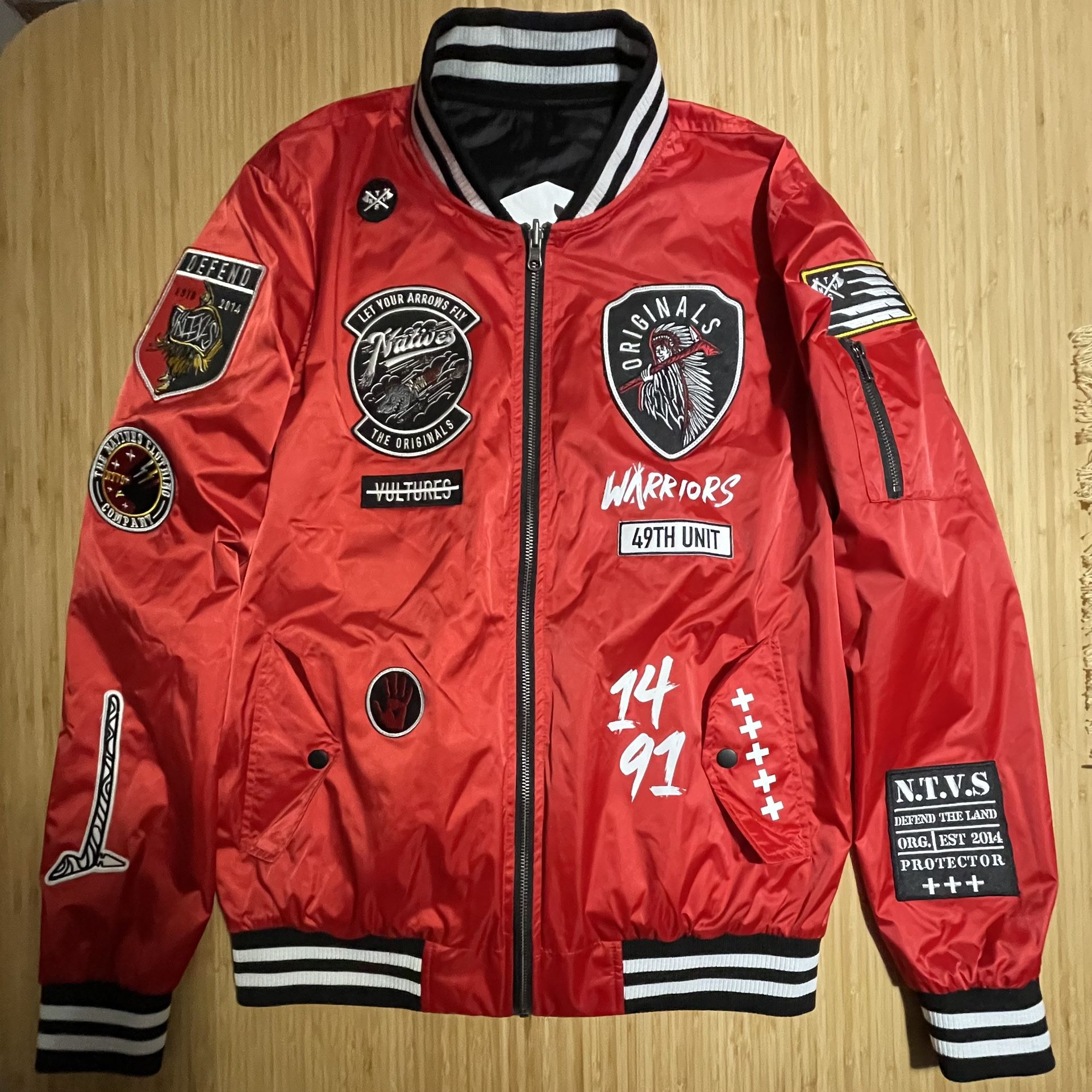NTVS Clothing Reversible Bomber Jacket (Red/Black) - Small