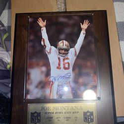 Signed Joe Montana Plaque