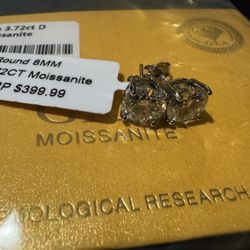 Moissanite Earrings 3.72 CT 8mm