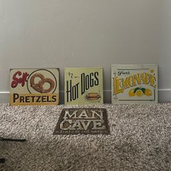 Vintage 1990s Marty Mummert All Metal Signs Decorative Restaurant Man Cave Office Garage Workshop