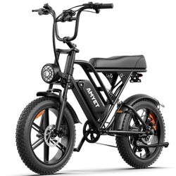 AMYET G60 Peak 1500W Electric Bike, 20" Fat Tire E-Mountain Bikes, 48V 20Ah 32MPH Ebike for Adults Full Suspension.RANGE 30Miles -70(pas)
