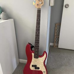 Fender Squier P-Bass Guitar With Case And Amp