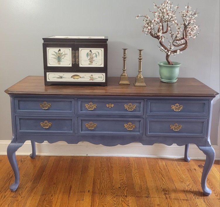 Vtg. Blue BASSET Buffet
