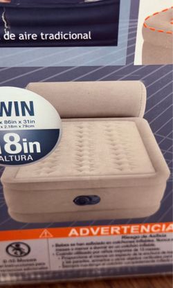 Intex Twin Air Mattress 18in with Built-In Pump and Headboard, New Never Used