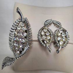 Vintage Rhinestone Brooch and Earrings 