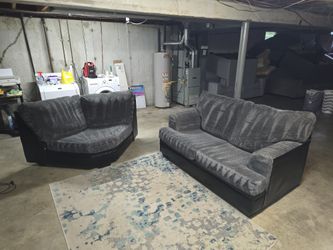 Ashley Charcoal Gray Love Seat and Wedge Chair Set