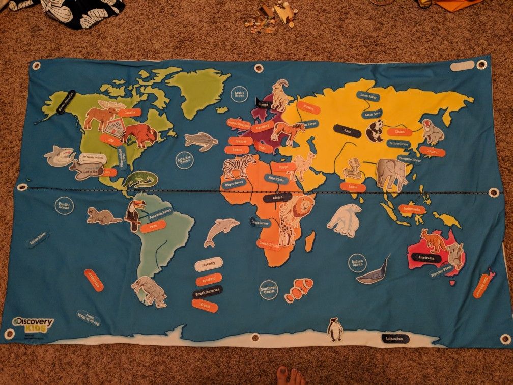 Felt and Velcro world map wall hanging