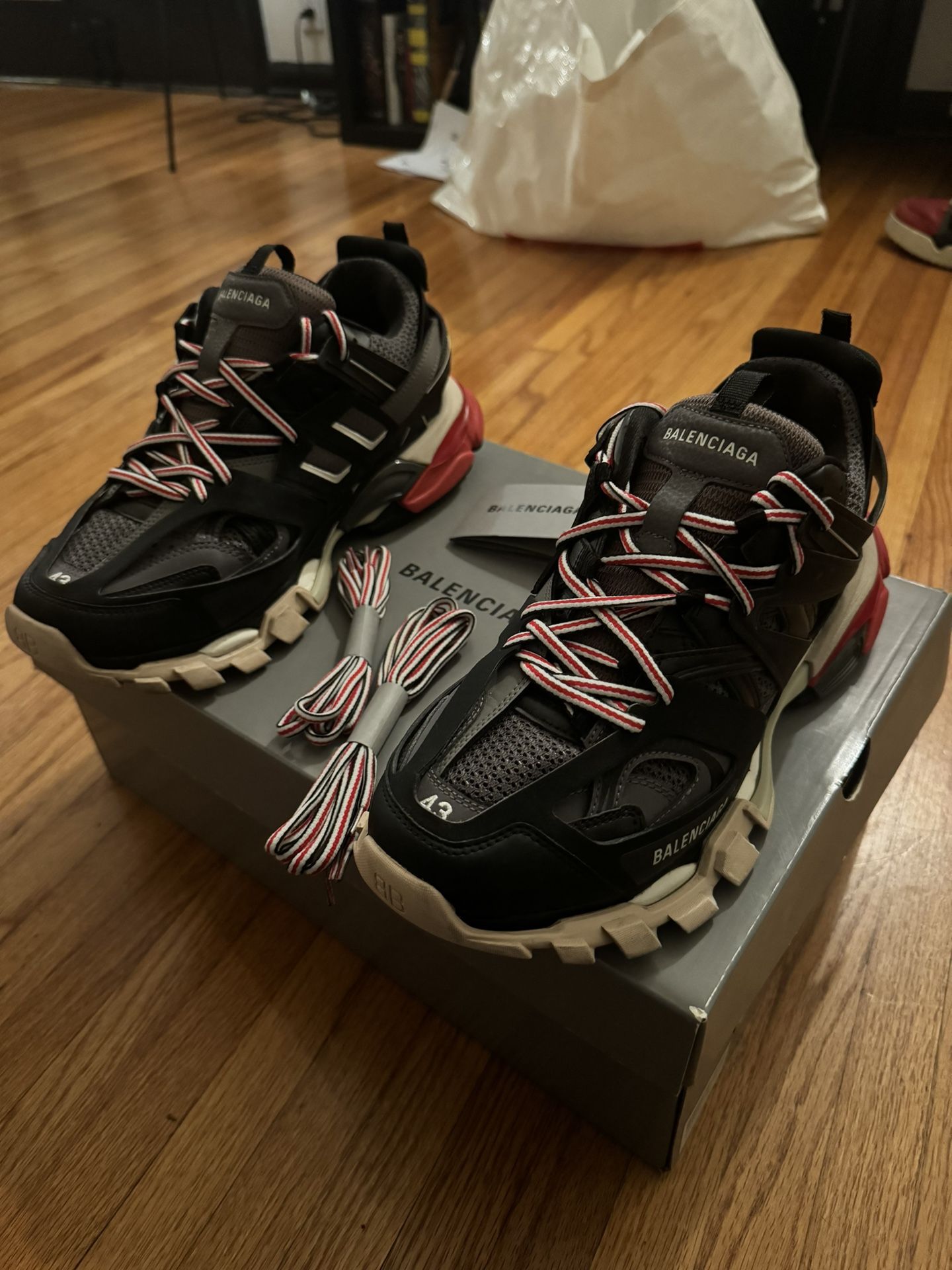 Grey Balenciaga Black And Red Runners Balenciaga Track Black Red