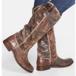 Frye "Melissa" Button Distressed Glazed Leather Riding Boots Sz 5.5 B 