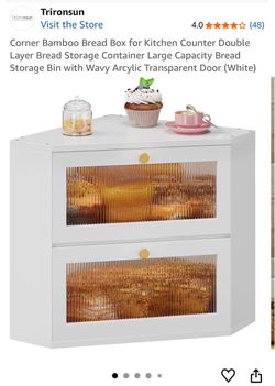 (Pink) Corner Bamboo Double Layer Bread Box