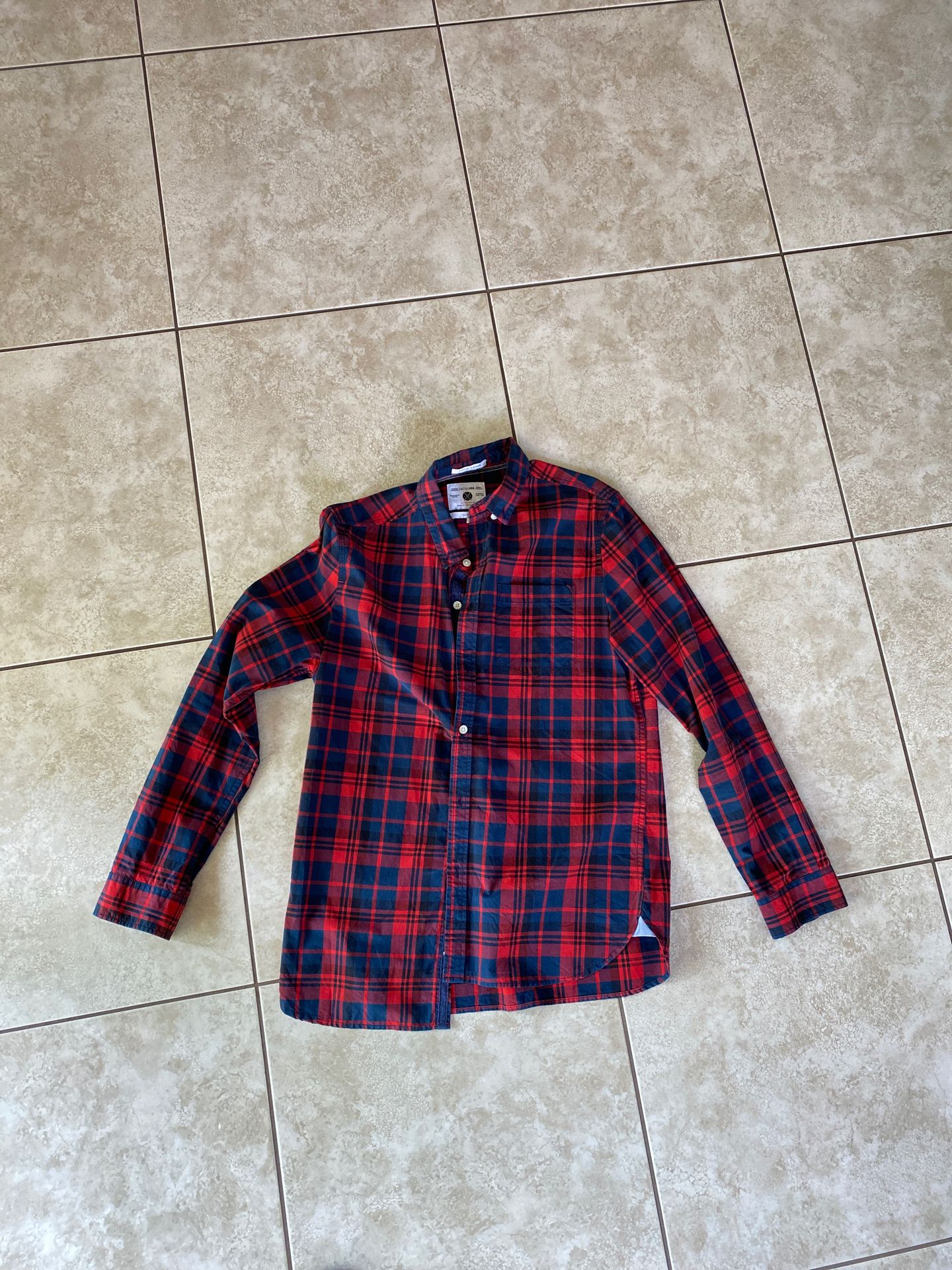 Plaid button shirt medium