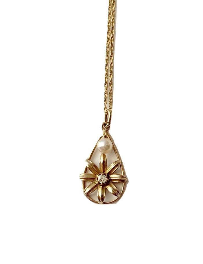 14k Pearl/Diamond Necklace