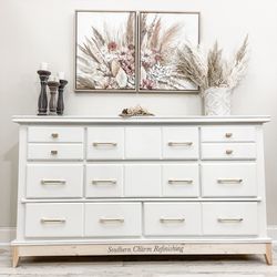 Custom Designed And Professionally Painted Matching Dresser  And Two Night Stands