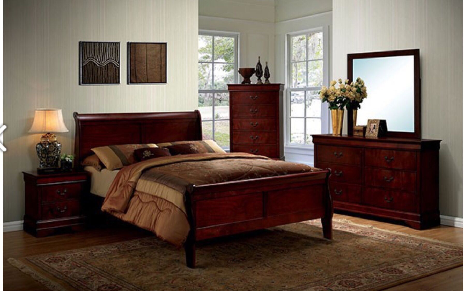 Brand new queen size bed set CHERRY COLOR