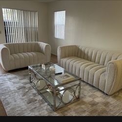 Brand New Super Plush Channeled Boucle Sofa Loveseat 