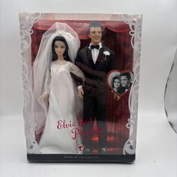 Elvis and Priscilla Presley Wedding Barbies Pink Label Mattel L9632 DAMAGED BOX