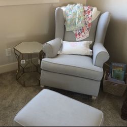 Pottery Barn Wingback Rocker And Ottoman 
