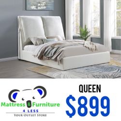 Gwendoline Upholstered Queen Panel Bed White